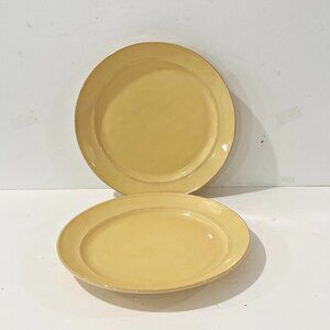 Pottery Barn Cambria Lot 2 Dinner Plates 9 1/2" Butter Handcrafted Portugal